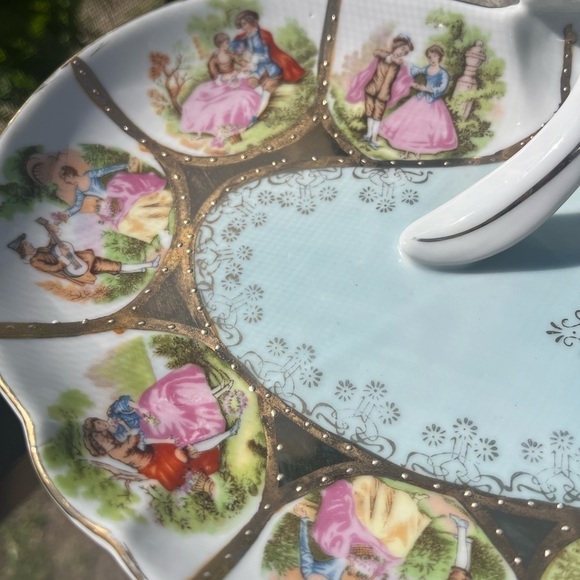 Arnart Creation Heart Courtship Vanity Dish Gold Trim Hand Painted Japan - Picture 2 of 12